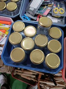 3 piece Glass Jar with Golden Lid