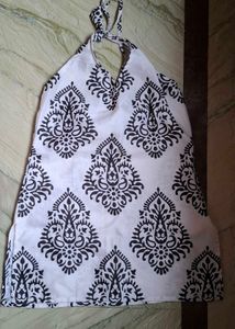 Boho Style Black &amp; White backless kurta