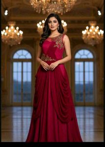 bust 40 Elegant Maroon Gown