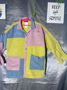 SHEIN Color Block Corduroy Jacket