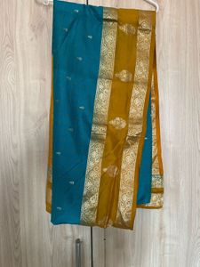 Beautiful Teal Silk Ethnic Skirt with Dupatta
