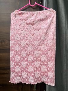 Pink Lace Straight Skirt