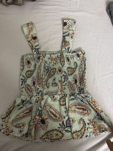 Boho Paisley Smocked Peplum Top