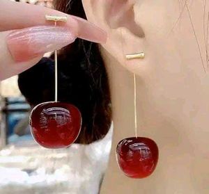 Cherry Red Edgy Beach Hanging Earrings...