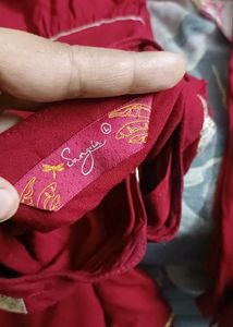 Elegant Red Kurta Set with Gold Trim