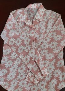 Quick dry -pretty peach floral shirt women