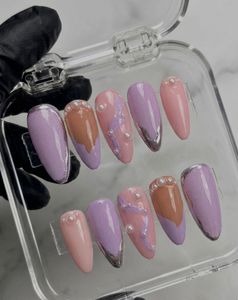 Pink & Lavender Swirl Press-On Nails