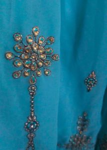 Teal &amp; Gold Embellished Salwar Kameez