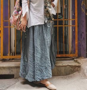 Bohemian Grey Crinkle Maxi Skirt