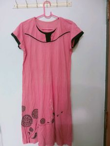 Comfortable Pink Nightdress with Print
