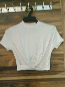 Stylish White Twisted Crop Top