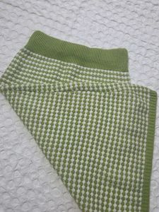 Green Checkered Knit Skirt
