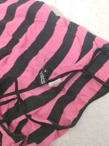 Pink &amp; Black Striped Camisole Top