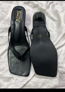 Chic Black Square Toe Heeled Sandals