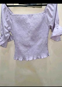 Lilac Smocked Puff Sleeve Top