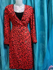 Chic Red Animal Print Dress