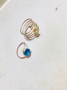 H&M Unique Toe Ring Set with Blue Stone