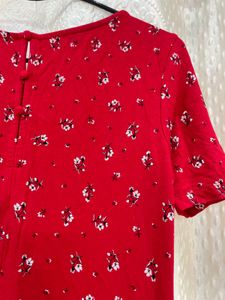 Chic Red Floral Print Mini Dress