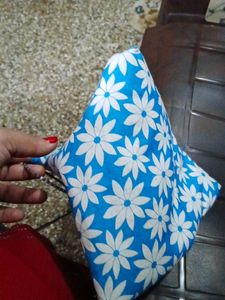 Cute Blue Floral Pouch with Ring