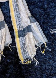 Handloom Style Striped Dupatta | Black &amp; Beige