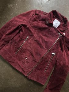 Burgundy Suede Moto Jacket