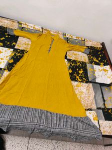 Yellow Kurta with Black Dupatta