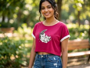 Cute Line Art Bunny Crop Top - Combo of 2 croptop