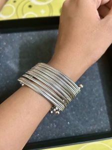 Boho Multi-Strand Silver Bangle Set
