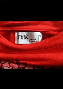 Red Graphic Crop T-Shirt