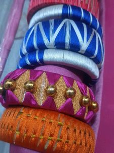 Vibrant Silk Thread Bangles Set
