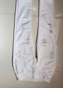 Distressed White Denim Jeans
