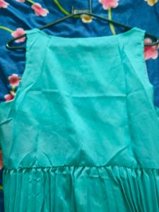 Boho Style Teal Pleated Dress