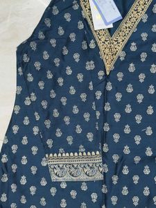 Elegant Teal Kurta Set with Traditional Print