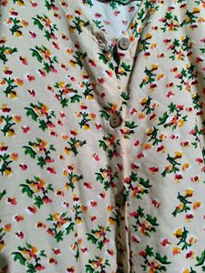 Medium Size Maxi Nude With Red Floral Prints