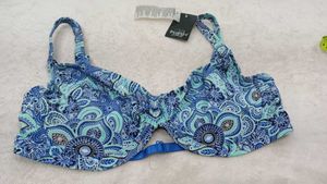 Blue Paisley Print Bikini Top