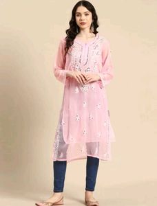 Pink Chikankari Kurta