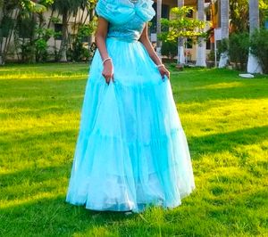Stunning Sky Blue Sequined Gown