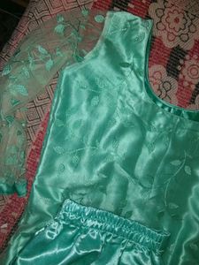 Teal Silk Dress Material