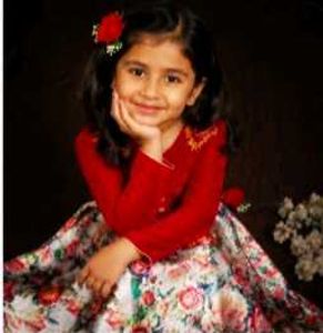 Girls Red Floral Party Dress