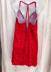 Red Heart Print Slip Dress