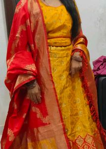 Beautiful Red &amp; Yellow Lehenga Choli