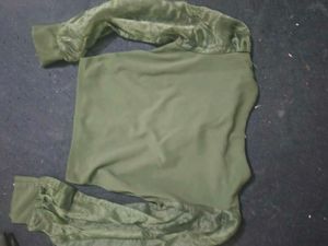 Unique Zipper Front Top with Sheer Sleeves