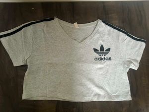 Vintage Adidas Grey V-Neck Tee