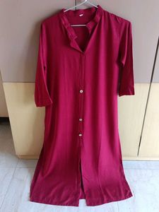 Elegant Red Kurta with Pocket