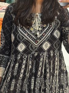 Black &amp; White Printed Kurta Set with Dupatta