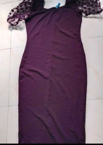 Elegant Yellow Ruched Midi Dress &amp; Purple dres