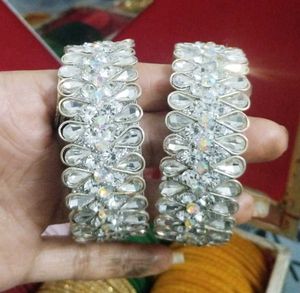 Silver Stone Metal Bangles..