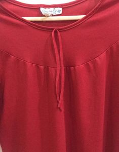 Valentine Red Puffy Sleeves Top For Women