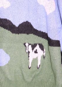Cow Landscape Knit Sweater