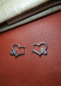 Anti tarnish Heart &amp; Bee Hoop Earrings